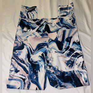 Fabletics Pink, White, and Blue Swirl Leggings